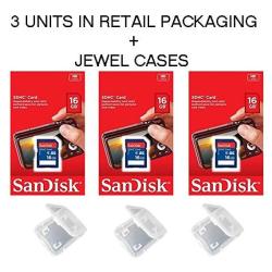 Lot Of 3 Sandisk 16GB Sd Sdhc Class 4 Flash Memory Camera Card SDSDB-016G-B35 Pack + 3 Jewel Cases