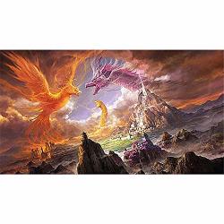 Diy Oil Paint By Number Kit For Adults Beginner 16X20 Inch - Dragon Phoenix And Snake Drawing With Brushes Christmas Decor Decorations Gifts Framed