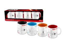 Star Wars Episode 7 Blueprints 4 Espresso Ceramic Mugs Set