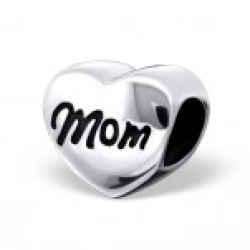 C57-C17134 - Sterling Silver Mom Heart European Bead Charm
