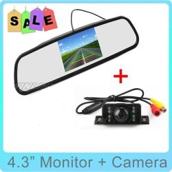 Ir Led Night Vision Car Rear View Camera With 4.3 Inch Color Lcd Car Mirror Monitor