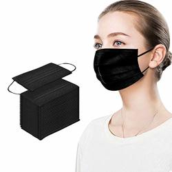 50 Pack Black Disposable_face_masks With Box 4 Ply Activated Carbon Protection Cover Dust Women Men Breathable Cover For Working Mowing Running Cycling Outdoor School