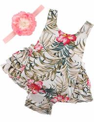 Princesasa Baby Girl Clothes Floral Ruffles Summer Cake Smash Dress And Headband For Newborn Gifts A24 13-24 Months Size L