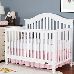 Tillyou Crib Bed Skirt Dust Ruffle 100% Natural Cotton Nursery Crib Bedding Skirt For Baby Boys Or Girls 14" Drop Light Pink