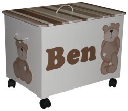 Large Wooden Byron Bear Toy Box Personalised