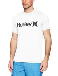 Hurley Men's One And Only Short Sleeve Sun Protection Rashguard White black L
