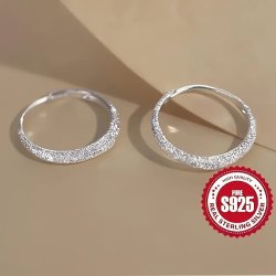 Starry Sparkle 925 Sterling Silvery Hoop Earrings - Vintage Boho Style Perfect For Casual Attire & Gifting