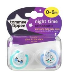 Tommee Tippee Ctn Night Soother 0-6M Boy