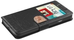 Asmyna Embossed Book-style My Jacket Wallet For LG MS323 Optimus L70 - Retail Packaging - Black