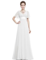 Ever-Pretty Womens Flowy Chiffon Beach Wedding Dress 12 Us White