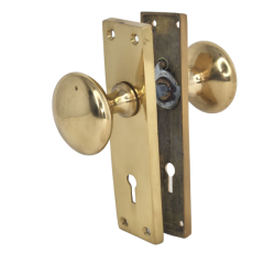 Solid Brass Round Knob On Plate - With 2 Lever Lock