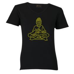 Meditate Rhinestone Shirt - Black