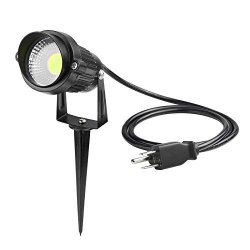 Onever 5W LED Garden Light Lawn Light Garden Spotlight With Ground Spike For Outdoor Use IP65 Ac 85-245V Us Plug 1 Cool White