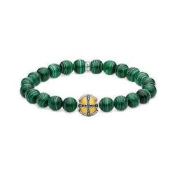 Cz Malachite & Cross Bead Bracelet - 16.00 Cm