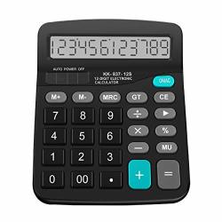 Hautoco Calculator Standard Function Desktop Calculator 12 Digit Dual Powered Large Lcd Display Handheld Calculator For Daily And Office Black