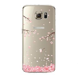 Ucll Samsung Galaxy S6 Edge Case Galaxy S6 Edge Cherry Leaf Falling Case Silicon Durable Case For Samsung Galaxy S6 Edge With A Screen Protector