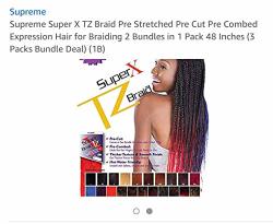 Supreme Super X Tz Braid Pre Stretched Pre Cut Pre Combed Expression Hair For Braiding 2 Bundles In 1 Pack 48 Inches 1B