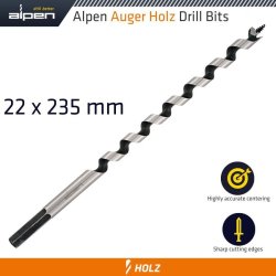 Alpen Wood Auger Drill Bit 22 X 235MM