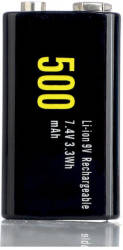 Soshine 9V USB Rechargeable Li-ion Protected Battery Power Display: 500MAH 7.4V