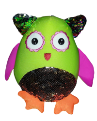 Big Owl Plush Toy With Shiny Sequence Tummy And Ears