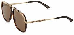 Gucci GG0200S 002 Dark Havana endura Gold GG0200S Square Pilot Sunglasses Len