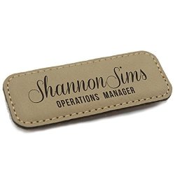 Personalized Name Tag - Custom Engraved Employee Badges - Monogrammed Professional Name Tags Tan