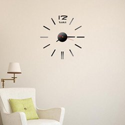 YJYdada Clock MINI Modern Diy Wall Clock 3D Sticker Design Home Office Room Decor Black