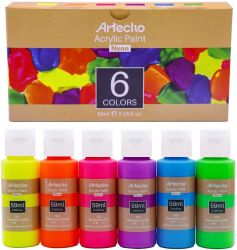 Artecho Neon Paint - Set Of 6 Colours 60ML Acrylic Paint