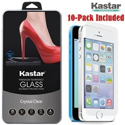 Kastar Iphone 5S 5C 5G 5 Screen Protector 10-PACK Premium Tempered Crystal Clear Glass Screen Protector For Apple Iphone 5S Iphone 5C Iphone 5G Iphone 5