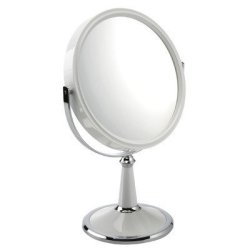 Fancy Metal Goods 10x Magnification Pedestal Mirror White