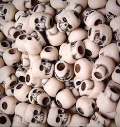 Lot Of Dark Ivory Color Skulls Pony Jewelry Making Beads Halloween Crafts Paracord Jewelry Making - Diy For Handmade Bracelet Necklace Craft Supplies