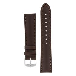 Kent Textured Natural Leather Watch Strap In Brown - 20MM Silver