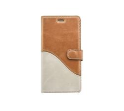 Tellur Book Case Genuine Leather Wave For Samsung S7 Brown&white