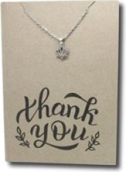 Crcs -stainless Steel Necklace On Card-lotus & Thank You