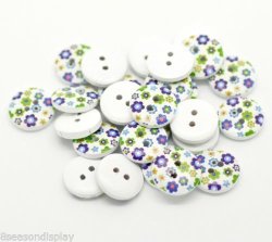 10PCS Mixed 2 Holes Flowers Wood Sewing Buttons Scrapbooking 15MM