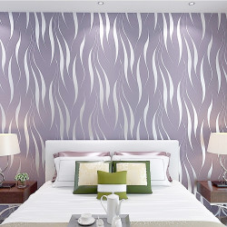 10m 3d Crescent Wave Stripes Embossed Non-woven Flocking Wallpaper Modern Home Wall Decor
