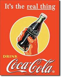 Drink Coca Cola It's The Real Thing Diner Beach 12.5" X 16" Metal Sign