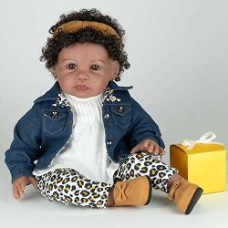 Angelbaby Realistic African American Reborn Baby Dolls Black Girl 19 Inch  Life Like Sleeping Newborn Real Baby Silicone Doll Brown Skin Bebe Reborn