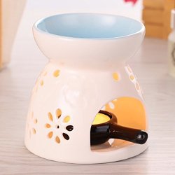 Vase Shape Ceramic Tea Light Holder Aromatherapy Essential Oil Burner Decoration for Living Room Patio and Garden Balcony