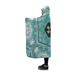 Tianyuss Mandala Crystal Blue Green White Black Hooded Blanket Wearable Blanket 60X50 Inch Comfotable Hooded Throw Wrap