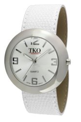 Tko Orlogi Women's TK616-SWT Silver-tone White Leather Slap Watch