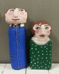 Mr & Mrs Jones - Paper Mache Dolls - Set Of 2