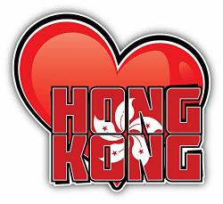 Hong Kong Art Heart Flag Travel Slogan Vinyl Decal Sticker For Laptop Window Guitar Car Motorcycle Helmet Toolbox Luggage Cases 4 Inch In Width