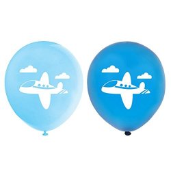 Airplane Balloons 12INCH 16PCS Blue Plane Themed Baby Shower Or Birthday Party Decorations Supplies