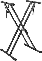 Tiger Keyboard Stand With Securing Straps - Double Braced X Frame Keyboard Stand For 61 To 88 Key Keyboards And Digital Pianos