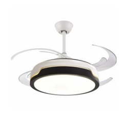 White & Black Retractable Ceiling Fan With Remote