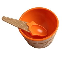 Ddlbiz Candy Color Cute Ice Cream Snacks Small Bowl With A Spoon For Children 1PC Orange