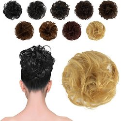 Feshfen 100 Percnt Human Hair Scrunchies 613 Bleach Blonde Curly
