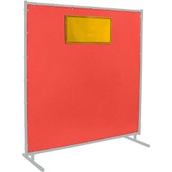 Steiner 384-334-6X6 Protect-o-screen HD Weld-view 16-OUNCE Glass Curtain With Arcview Flame Retardant Yellow Tinted Viewing Window Red 6' X 6'