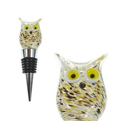 PrestigeHaus Glass Owl Wine Bottle Stopper 20+ Designs To Choose From - Colorful Unique Handmade Eye-catching Decorative Glass Wine Bottle Stopper Owl - Frank